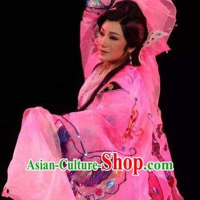 Chinese Shaoxing Opera Dance Dress and Headpiece Hu Die Meng Butterfly Dream Yue Opera Garment Young Lady Apparels Costumes
