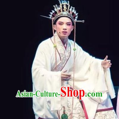 Changle Palace Chinese Yue Opera Young Male Apparels Costumes and Headwear Shaoxing Opera Xiaosheng Song Hong Garment Official Robe