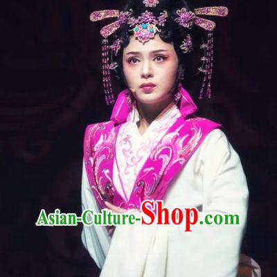 Chinese Shaoxing Opera Princess Huyang Costumes and Hair Jewelry Changle Palace Yue Opera Garment Actress Court Lady Dress Apparels