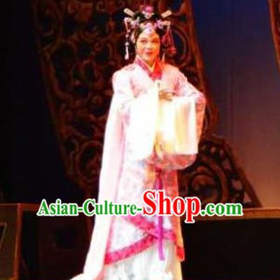 Chinese Shaoxing Opera Court Lady Costumes and Hair Jewelry Changle Palace Yue Opera Actress Garment Han Dynasty Princess Huyang Apparels Hanfu Dress