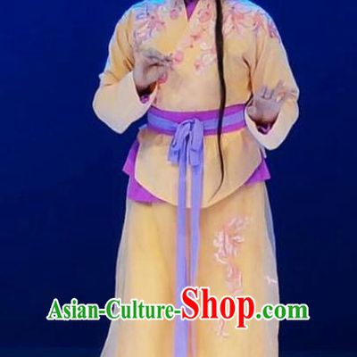 Chinese Shaoxing Opera Xiaodan Costumes and Hair Accessories Xiang Luo Ji Yue Opera Young Lady Garment Apparels