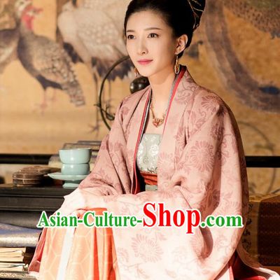 Chinese Ancient Imperial Empress Historical Costumes and Headpieces Drama Serenade of Peaceful Joy Song Dynasty Court Queen Cao Danshu Dress Garment