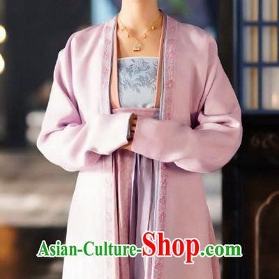 Chinese Ancient Imperial Consort Miao Hanfu Dress and Headpieces Drama Serenade of Peaceful Joy Garment Song Dynasty Female Historical Costumes