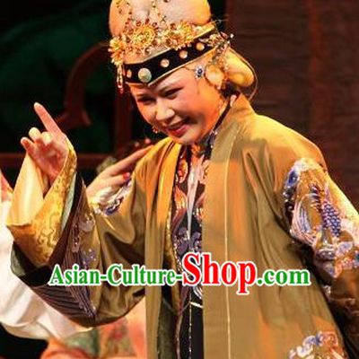 Chinese Shaoxing Opera Feng Jie Elderly Female Apparels and Headwear Yue Opera Laodan Costumes Countess Jia Dress Garment