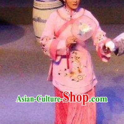 Chinese Shaoxing Opera Hua Tan Apparels Costumes and Headpieces Ban Ba Jan Dao Yue Opera Servant Girl Dress Garment