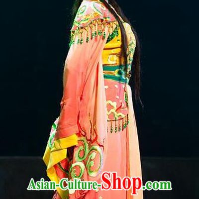 Chinese Shaoxing Opera Hua Tan Costumes and Hair Accessories Yue Opera Hai Ming Zhu Princess Hailong Dress Apparels Actress Garment