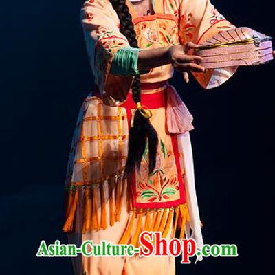 Chinese Shaoxing Opera Fisher Maiden Costumes and Hair Accessories Yue Opera Hua Tan Hai Ming Zhu Actress Garment Dress Apparels