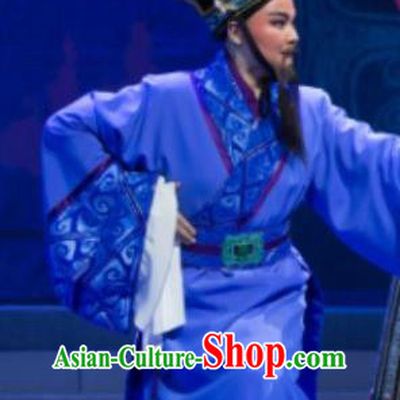 Chinese Yue Opera King of the North Elderly Male Liu Chan Costumes and Headwear Shaoxing Opera Apparels Laosheng Emperor Garment