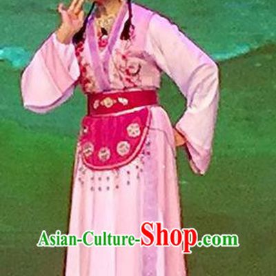 Chinese Shaoxing Opera Court Maid Apparels From Love to Patriotism Deliver the Messenger Costumes and Hair Accessories Yue Opera Xiao Dan Dress Garment
