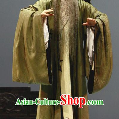 Liu Yong Chinese Yue Opera Elderly Man Garment and Headwear Shaoxing Opera Lao Sheng Costumes Apparels Old Man Official Clothing