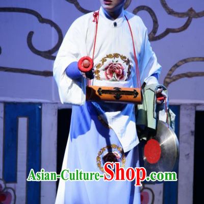 Chinese Yue Opera Zhuang Yuan Da Geng Xiaosheng Garment and Hat Shaoxing Opera Young Male Night Watchman Apparels Costumes