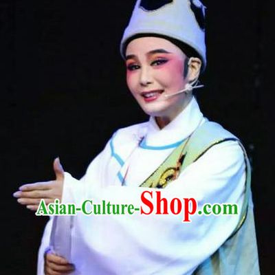 Chinese Yue Opera Night Watchman Zhuang Yuan Da Geng Xiaosheng Garment Costumes and Headwear Shaoxing Opera Young Male Bellman Apparels
