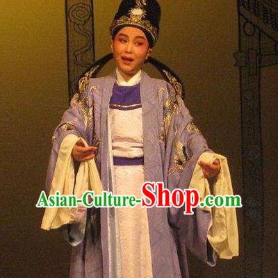 Chinese Classical Yue Opera Scholar Apparels Costumes and Headwear Dao Guan Qin Yuan Shaoxing Opera Xiaosheng Young Male Pan Bizheng Garment Clothing