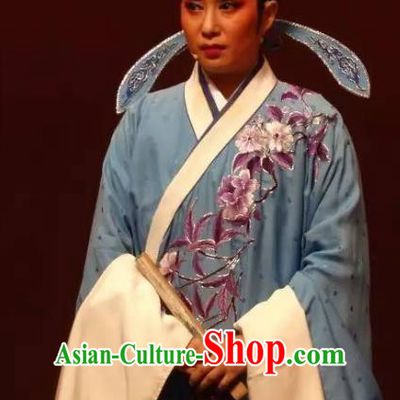 Chinese Yue Opera Young Man Scholar Pan Bizheng Apparels Costumes and Hat Dao Guan Qin Yuan Shaoxing Opera Xiaosheng Niche Garment
