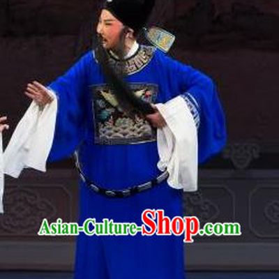 Li Mei Yue Chinese Yue Opera Elderly Male Yuan Ruhai Costumes and Hat Shaoxing Opera Laosheng Garment Apparels Magistrate Official Clothing