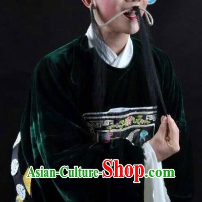 Li Mei Yue Chinese Yue Opera Chou Role Robe Clothing and Hat Shaoxing Opera Garment Laosheng Apparels Official Costumes