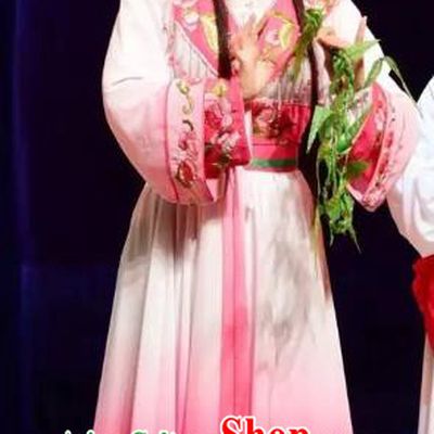 Chinese Shaoxing Opera Actress Garment Apparels and Headdress Tao Li Mei Yue Opera Hua Tan Dress Young Female Costumes