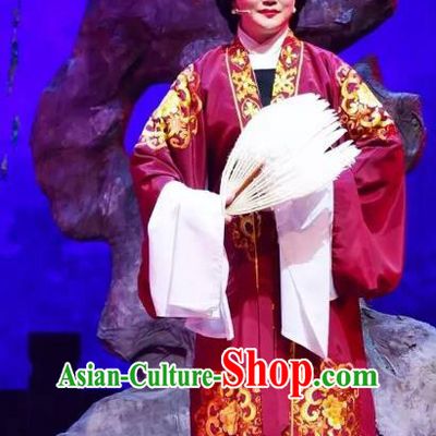 Chinese Shaoxing Opera Laodan Old Dame Garment and Headdress Tao Li Mei Yue Opera Costumes Elderly Female Dress Apparels