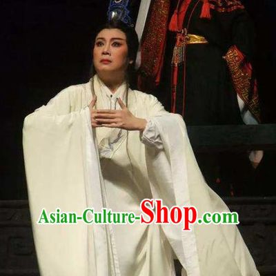 Chinese Yue Opera Official Han Feizi White Robe Young Male Costumes Clothing and Headwear Shaoxing Opera Xiaosheng Han Fei Garment Niche Apparels
