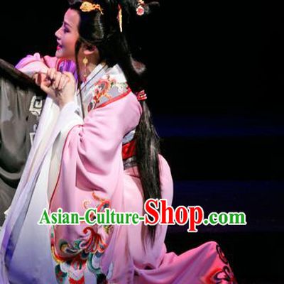 Chinese Shaoxing Opera Hua Tan Pink Dress Garment Costumes and Headpieces Han Feizi Yue Opera Actress Princess Ning Yang Apparels