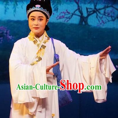 He Wenxiu Chinese Yue Opera Xiaosheng Scholar Robe Apparels Costumes and Headwear Shaoxing Opera Young Male Garment Clothing