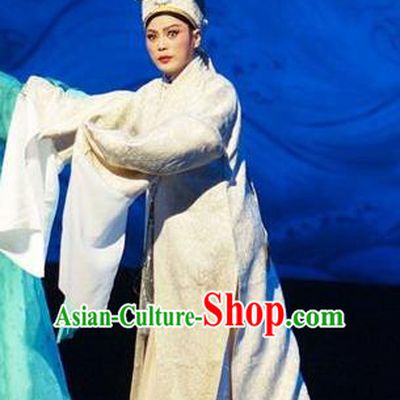 He Wenxiu Chinese Yue Opera Scholar Young Male Garment Apparels and Hat Shaoxing Opera Xiaosheng Costumes