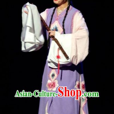 Chinese Shaoxing Opera Young Female Purple Dress and Headpieces The Number One Scholar Is Not Love Tang Meifen Garment Yue Opera Hua Tan Apparels Costumes