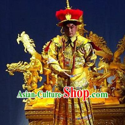 Nan Hai Zi Chinese Peking Opera Xiaosheng Garment Costumes and Headwear Beijing Opera Qing Dynasty Emperor Shun Zhi Apparels Young Male Clothing
