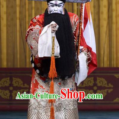 Fan Xi Liang Chinese Peking Opera Elderly Male Garment Costumes and Headwear Beijing Opera Laosheng Apparels Chancellor Cao Cao Clothing