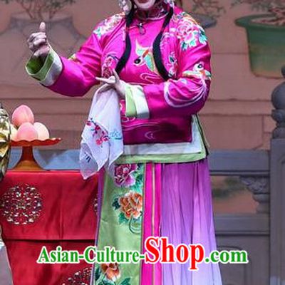 Chinese Beijing Opera Young Female Zhang Saizhu Apparels Costumes and Headdress Tell On Sargam Traditional Peking Opera Diva Rosy Dress Garment