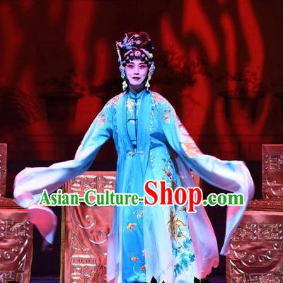Chinese Beijing Opera Tsing Yi Young Female Apparels Costumes and Headdress Tell On Sargam Traditional Peking Opera Dress Distress Maiden Zhang Shangzhu Garment