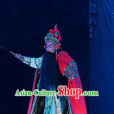 Ru Ji Chinese Peking Opera Laosheng Wei Wuji Garment Costumes and Headwear Beijing Opera Elderly Male Apparels King Xinling Clothing