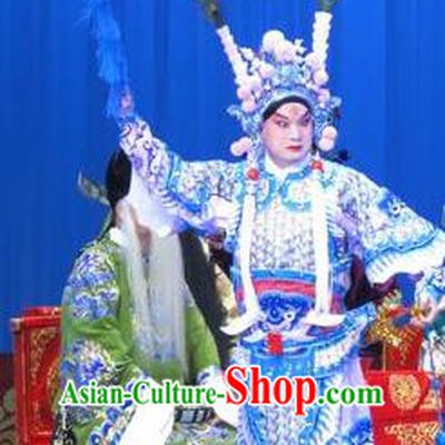 Lv Bu And Diao Chan Chinese Ping Opera Martial Male Costumes and Headwear Pingju Opera Wusheng Apparels Armor Clothing