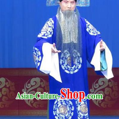 Lv Bu And Diao Chan Chinese Ping Opera Laosheng Costumes and Headwear Pingju Opera Elderly Male Apparels Official Clothing