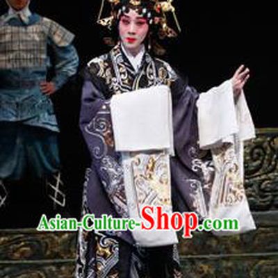 Chinese Beijing Opera Queen Apparels Costumes and Headdress Chun Qiu Er Xu Traditional Peking Opera Young Female Dress Empress Garment