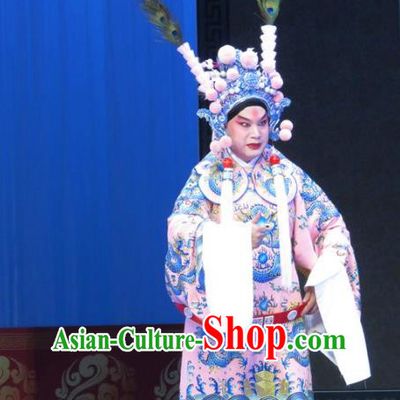 Lv Bu And Diao Chan Chinese Ping Opera Wusheng Costumes and Headwear Pingju Opera Martial Male Apparels Clothing