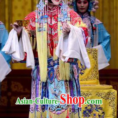 Chinese Beijing Opera Palace Princess Apparels Costumes and Headdress Yao Qi Traditional Peking Opera Hua Tan Dress Actress Yinping Garment