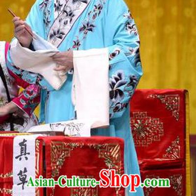 Tao Hua Cun Chinese Peking Opera Young Male Garment Costumes and Headwear Beijing Opera Xiaosheng Apparels Scholar Bian Ji Clothing