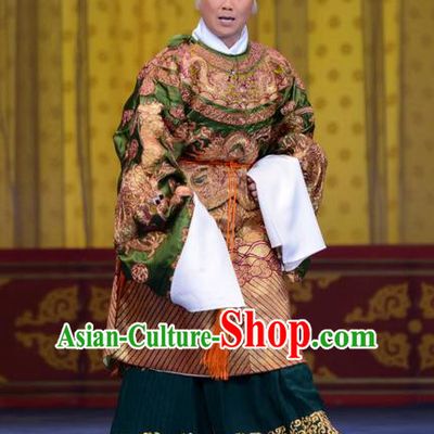 Chinese Beijing Opera Elderly Female Apparels Costumes and Headdress Yao Qi Traditional Peking Opera Noble Dame Dress Garment