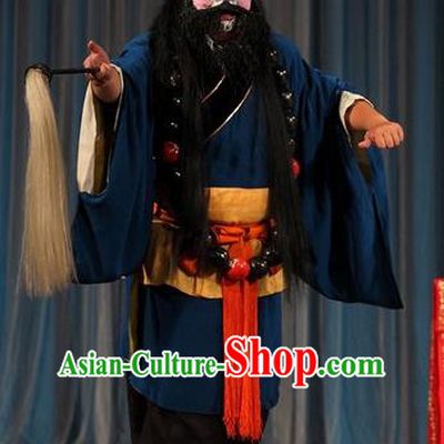 Tao Hua Cun Chinese Peking Opera Hero Garment Costumes and Headwear Beijing Opera Martial Male Apparels Monk Lu Zhishen Clothing