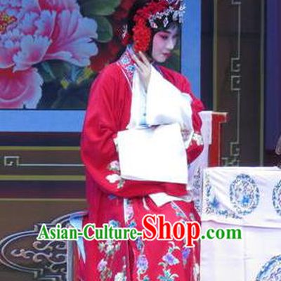 Chinese Ping Opera Hua Tan Red Apparels Costumes and Headpieces Traditional Pingju Opera Lv Bu And Diao Chan Young Beauty Dress Actress Garment