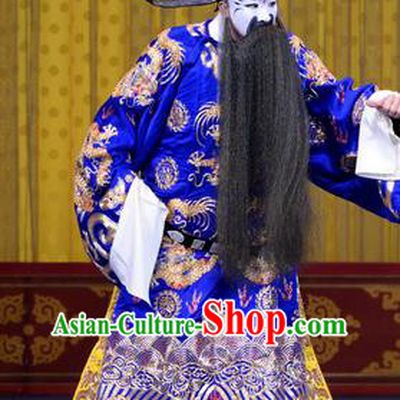 Yao Qi Chinese Peking Opera Official Garment Costumes and Headwear Beijing Opera Elderly Male Apparels Embroidered Robe Clothing