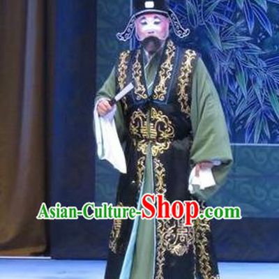 Zhou Ren Xian Sao Chinese Ping Opera Laosheng Feng Chengdong Costumes and Headwear Pingju Opera Elderly Male Apparels Clothing