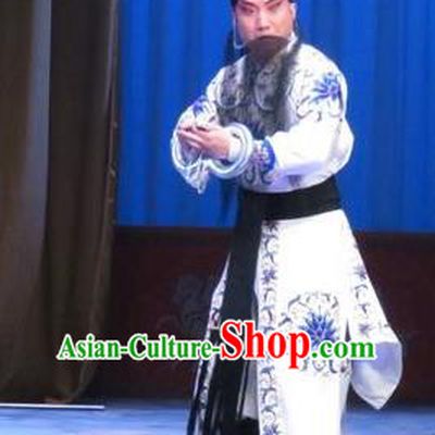Zhou Ren Xian Sao Chinese Ping Opera Martial Male Costumes and Headwear Pingju Opera Takefu Du Wenxue Apparels Clothing