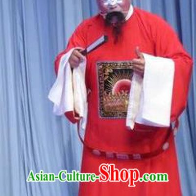 Zhou Ren Xian Sao Chinese Ping Opera Official Costumes and Headwear Pingju Opera Laosheng Magistrate Apparels Clothing