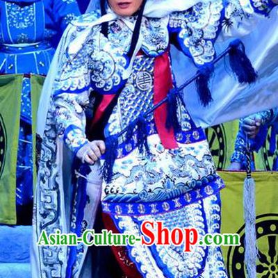 Di Qing Chinese Peking Opera Martial Actor Garment Costumes and Headwear Beijing Opera Takefu Apparels General Di Qing Armor Clothing