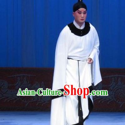 Zhou Ren Xian Sao Chinese Ping Opera Xiaosheng Costumes and Headwear Pingju Opera Young Male Zhou Ren White Apparels Clothing