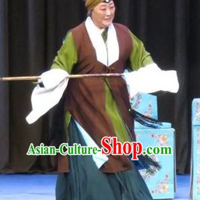 Chinese Ping Opera Elderly Female Apparels Costumes and Headdress Traditional Pingju Opera Zhou Ren Xian Sao Old Dame Dress Garment