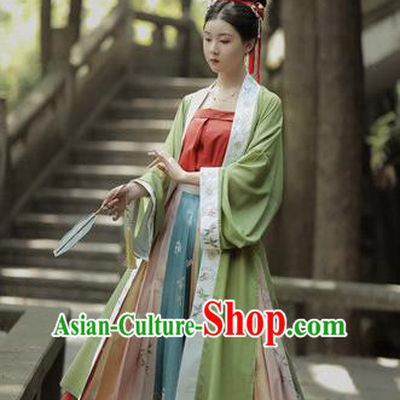 Chinese Ancient Civilian Female Hanfu Dress Garment Traditional Song Dynasty Apparels Young Lady Historical Costumes Complete Set