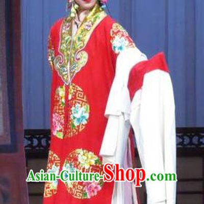 Chinese Ping Opera Bride Apparels Costumes and Headdress Traditional Pingju Opera Tao Li Mei Hua Tan Yuan Yuli Red Dress Garment